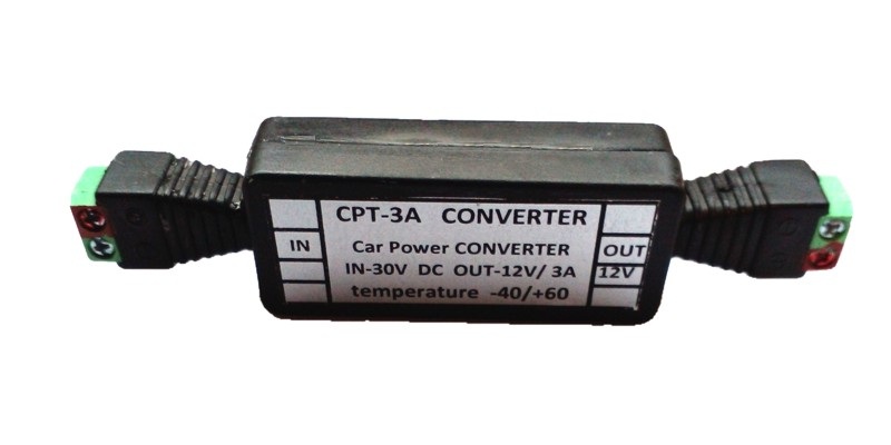  CPT-12-3A понижающий  преобразователь (конвертер) напряжения в герметичном корпусе, Входное напряжение 14-30 вольт, выходное 12 вольт,  3 Aмпера.